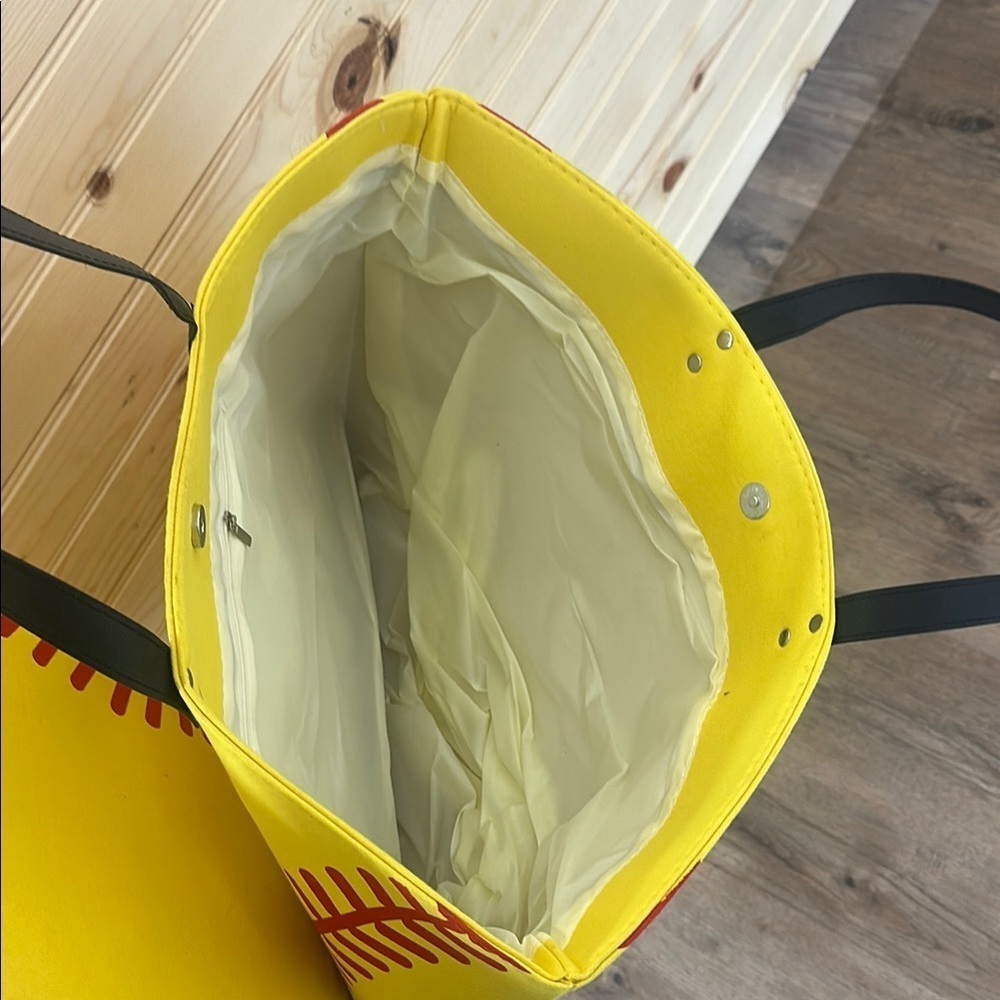 Sporty Yellow and Red Softball Tote Bag - Picture 5 of 5